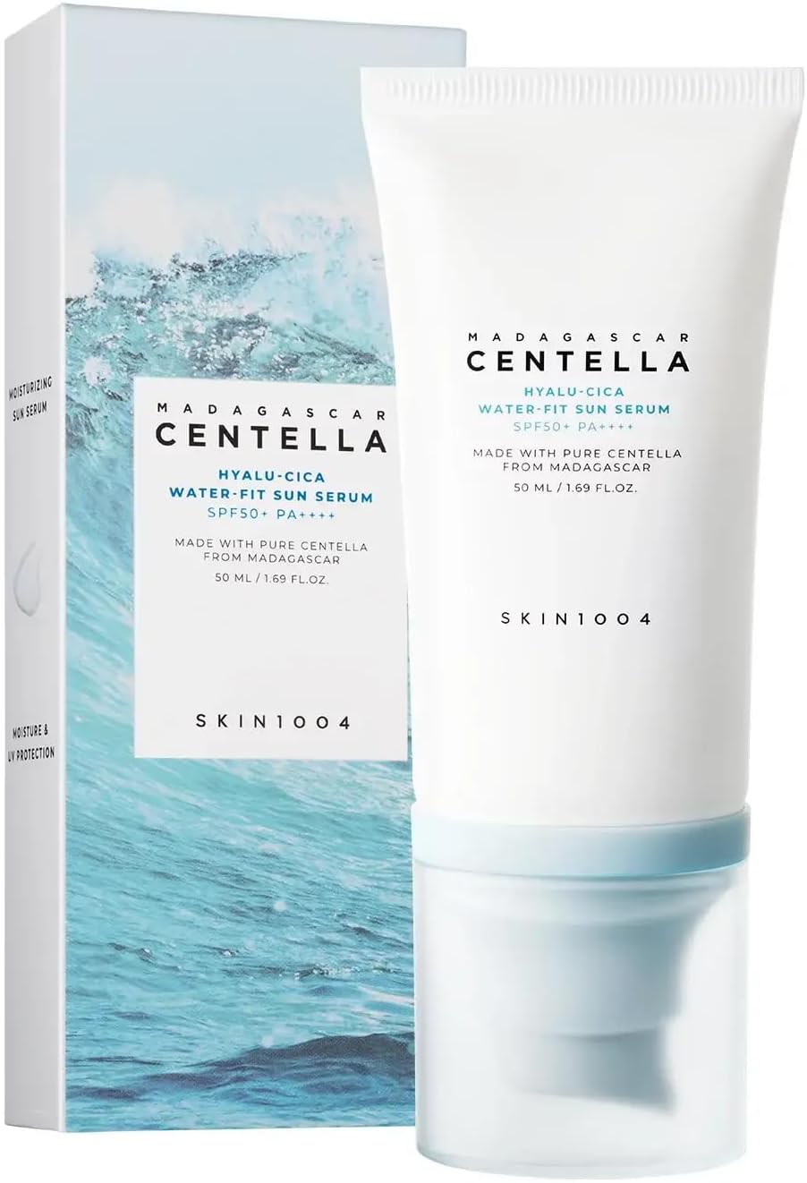 SKIN1004 Centella Hyalu‑Cica Water‑Fit Sun Serum 50ml - Lightweight Hydrating Sunscreen Serum with Centella & Hyaluronic Acid, Korean Skincare for Daily UV Care