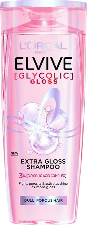 L’Oréal Paris Elvive Glycolic Gloss Extra Gloss Shampoo with 3% Glycolic Acid for Dull and Porous Hair 600ML