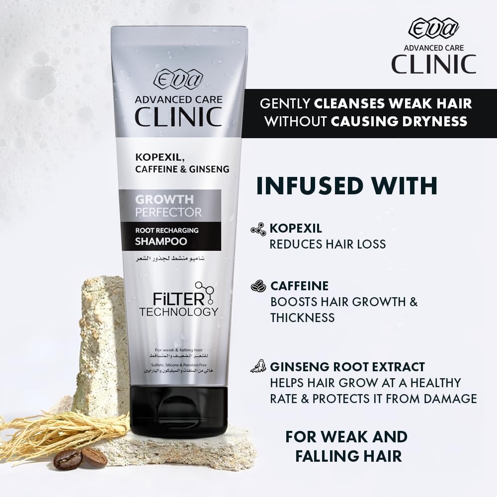 Eva Clinic Growth Perfector Shampoo with Kopexil, Caffeine & Ginseng for Hair Growth 230 ML