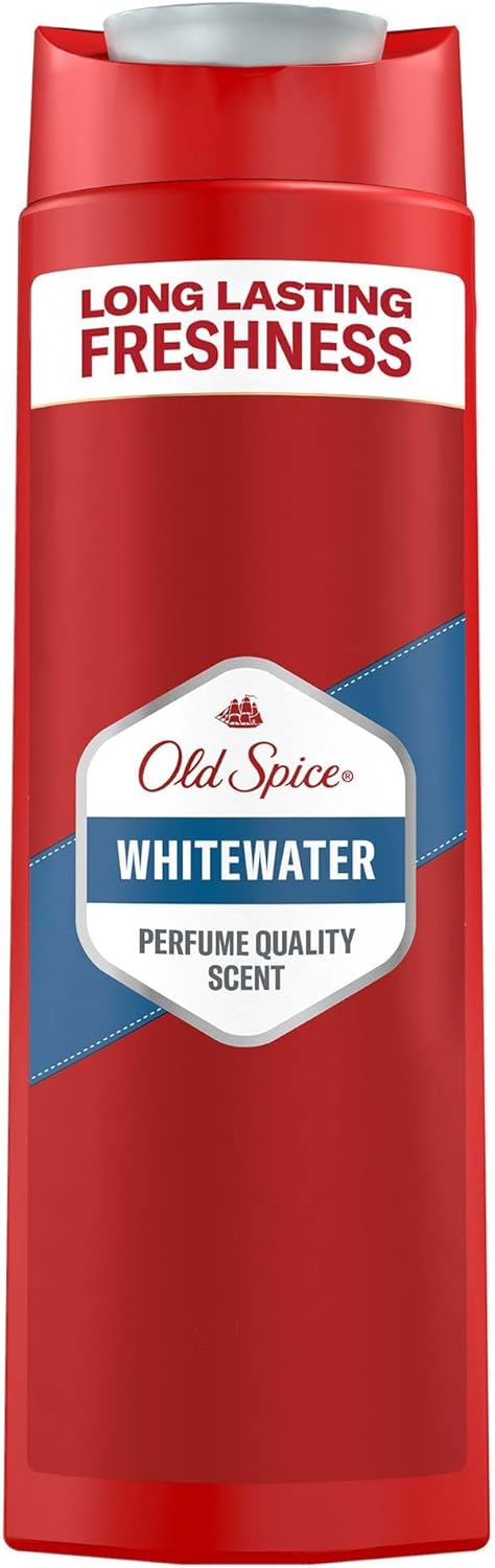 Old Spice Whitewater 3-in-1 Multi-Purpose Shampoo for Hair, Face and Body 400ml, Long Lasting Freshness, Fragrance Quality, Deep Cleansing