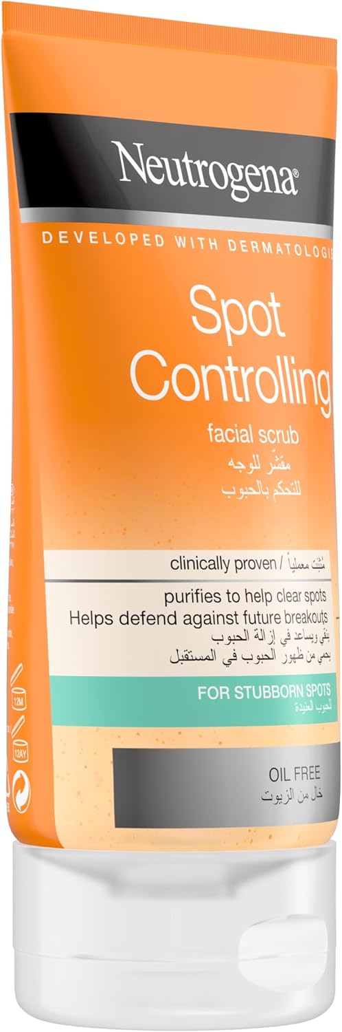 Neutrogena Spot Controlling Face Scrub, Purifies to Help Clear Spots, Fights Future Breakouts, for a Refined Complexion, Oil Free, 150ml