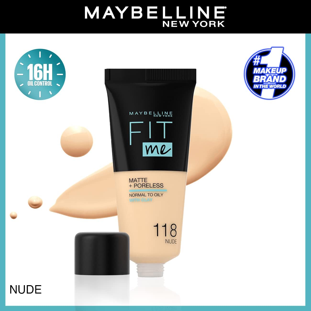 Maybelline New York Fit Me Matte + Poreless -118 Nude - 30ml