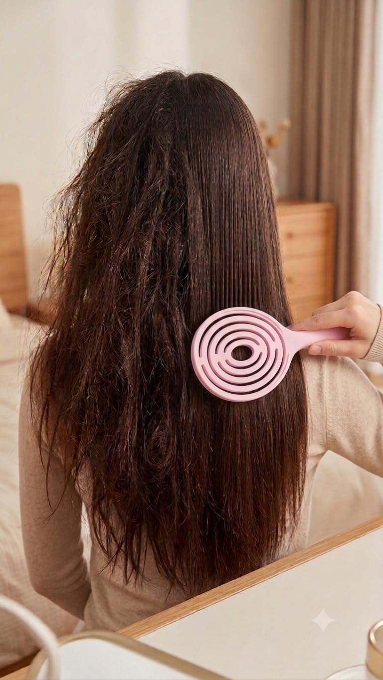 Nascita Professional Detangling Hair Brush for Wet & Dry Hair, Vented Design with Rounded Tip Bristles, Ergonomic Handle, Gentle Styling for Curly & Straight Hair, Pink