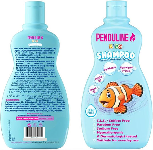 Penduline Kids Shampoo Blue | For Dry Hair | Gentle Cleansing & Frizz Control |Nourishing & Moisturizing |65 ML