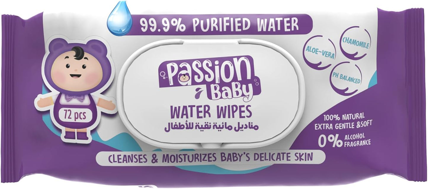 Passion Baby Water Wipes - 72 Pieces