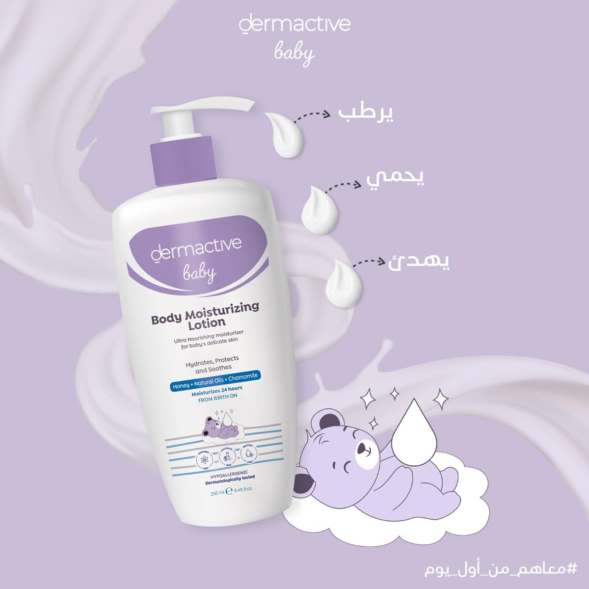 DERMACTIVE Baby Moisturizing Lotion – 250ml | Daily Hydration, Softens & Nourishes, Gentle Care for Delicate Skin