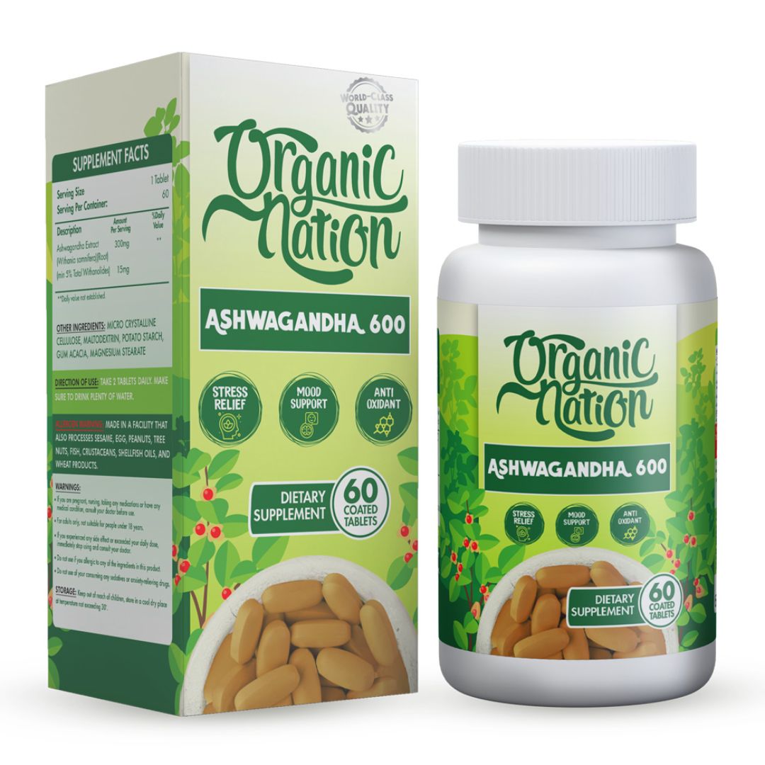 Organic Nation Ashwagandha 600-30Serv 60Tabs