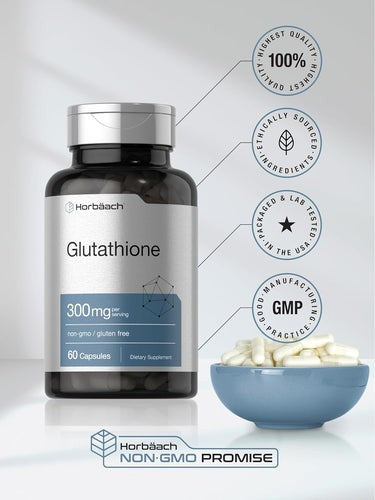 Horbaach Glutathione Supplement | 300mg | 60 Capsules