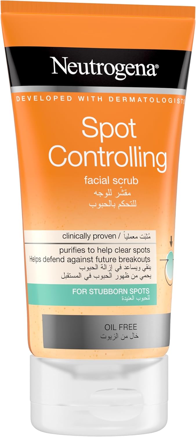 Neutrogena Spot Controlling Face Scrub, Purifies to Help Clear Spots, Fights Future Breakouts, for a Refined Complexion, Oil Free, 150ml