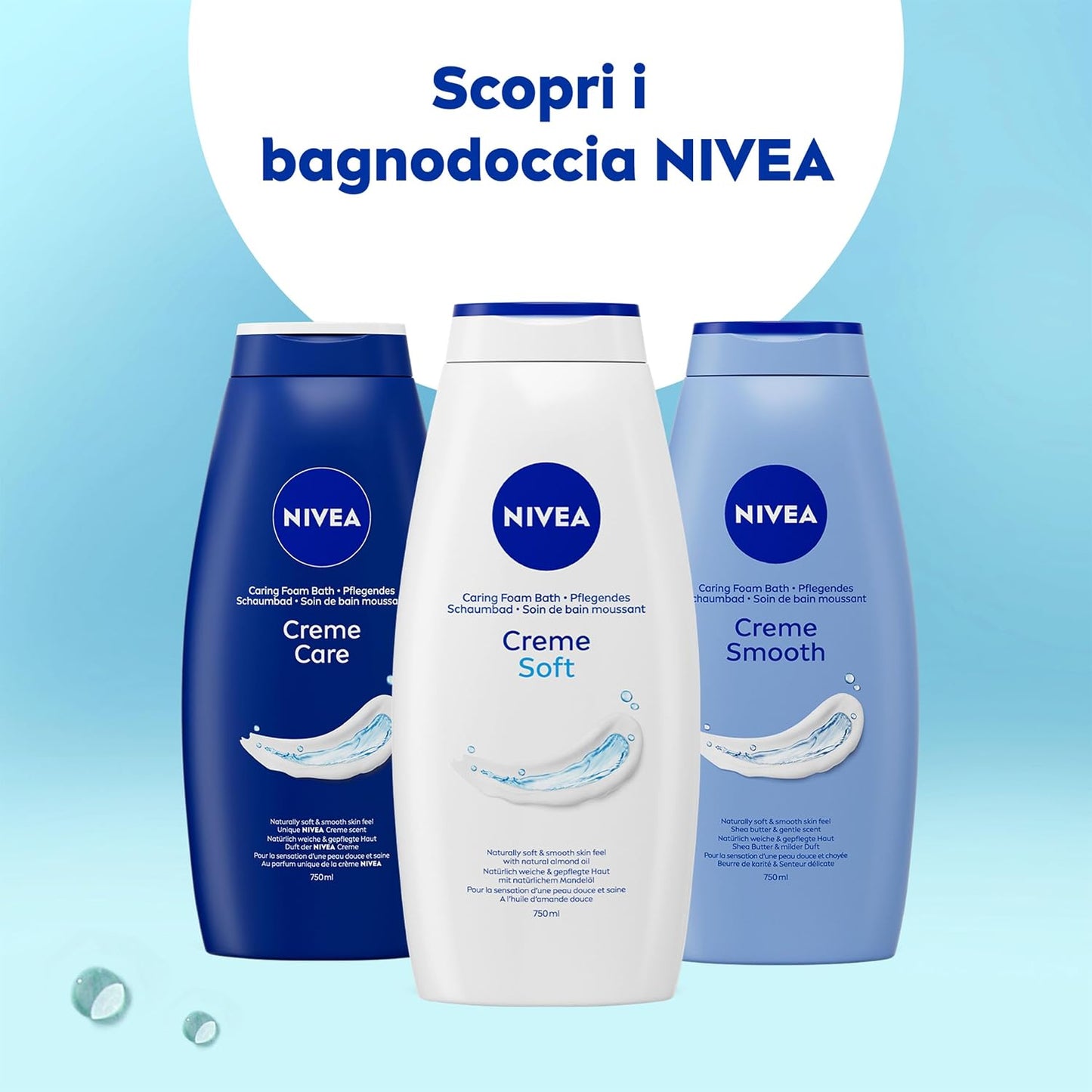 NIVEA Creme Soft Shower Gel 750 ml, Body Wash in Cleansing and Moisturising Cream, Shower Gel Enriched with Almond Oil, Vitamins C, E and Nourishing Oils with a Gentle Fragrance
