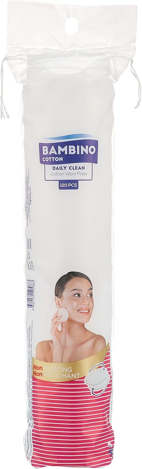 BAMBINO Daily Clean Cotton Wool Pads, 120 Pieces