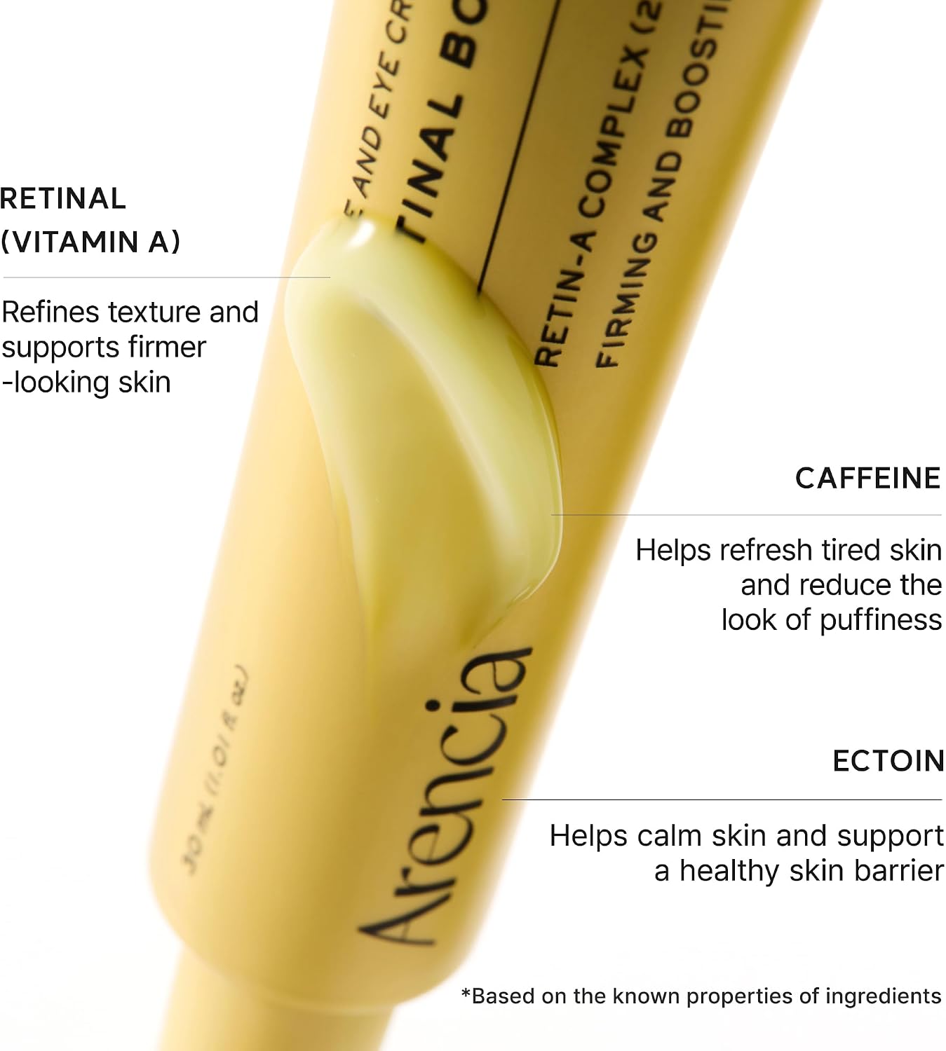 Arencia Retinal Serum, Advanced Night Serum with Retinal, Caffeine and Ectoin, Pore Refining and Firming Formula, 1.01 fl oz