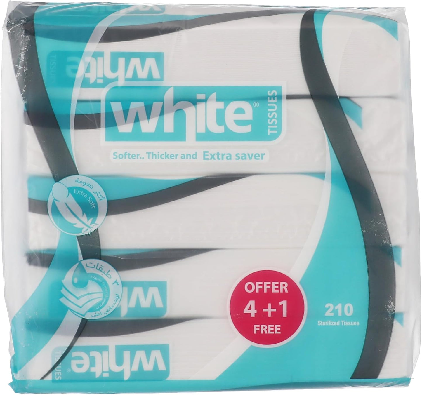 White facial, 210 tissues, 5 packs
