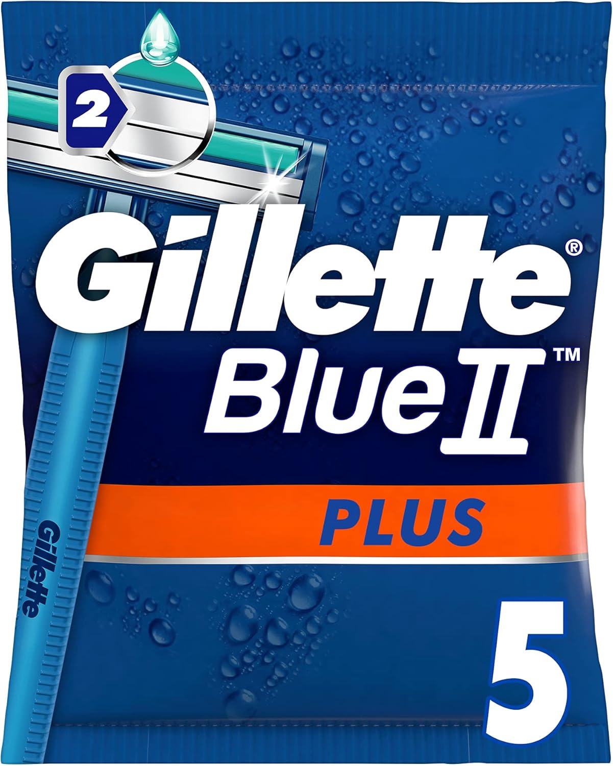 Gillette Blue II Plus Disposable Razors - Pack of 5