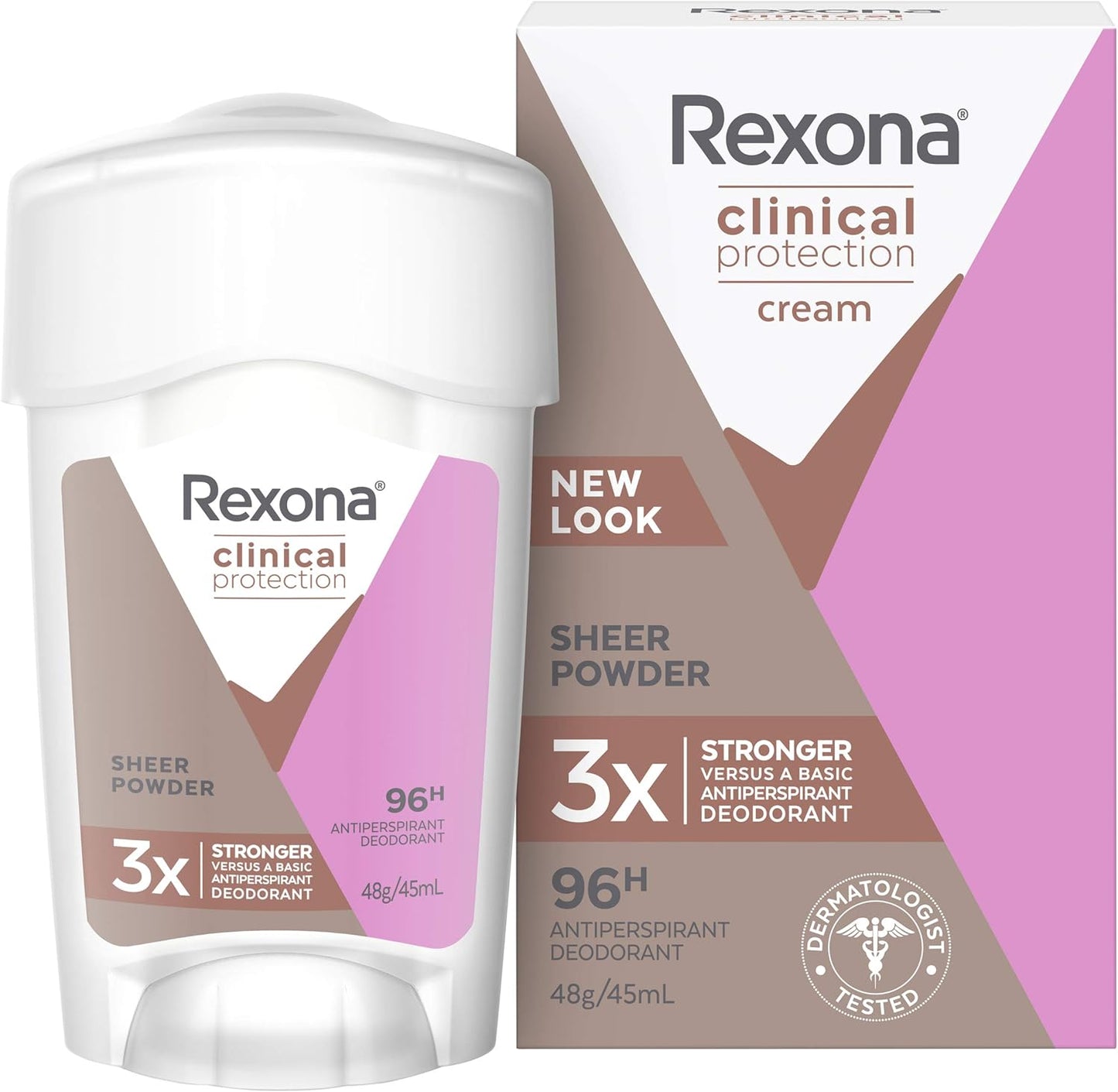 Rexona Women Clinical Antiperspirant Cream Stick Deodorant Sheer Powder, 45ml, 96 Hour Protection