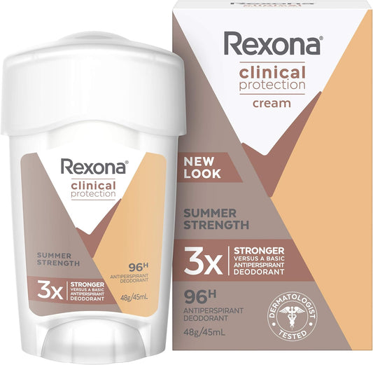 Rexona Women Clinical Antiperspirant Cream Stick Deodorant Summer Strength, 45ml, 96 Hour Protection
