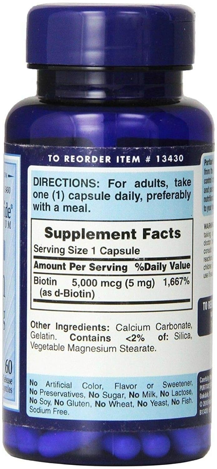 Puritan's Pride Super Biotin 5000 mcg Food Supplement