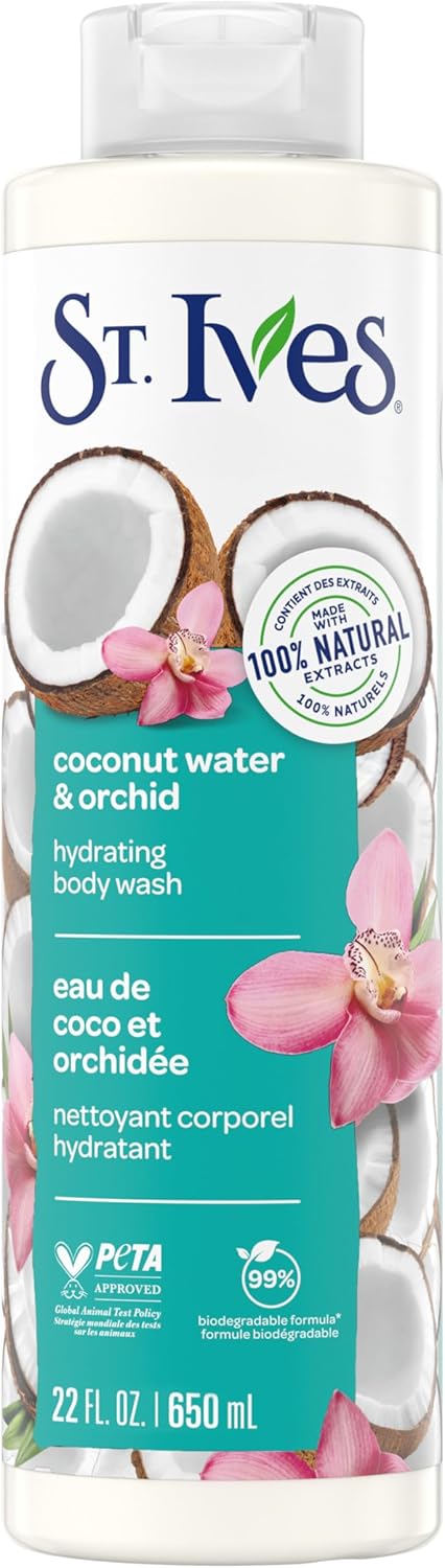 St. ives coconut water & orchid hydrating body wash 100% natural 22 oz.