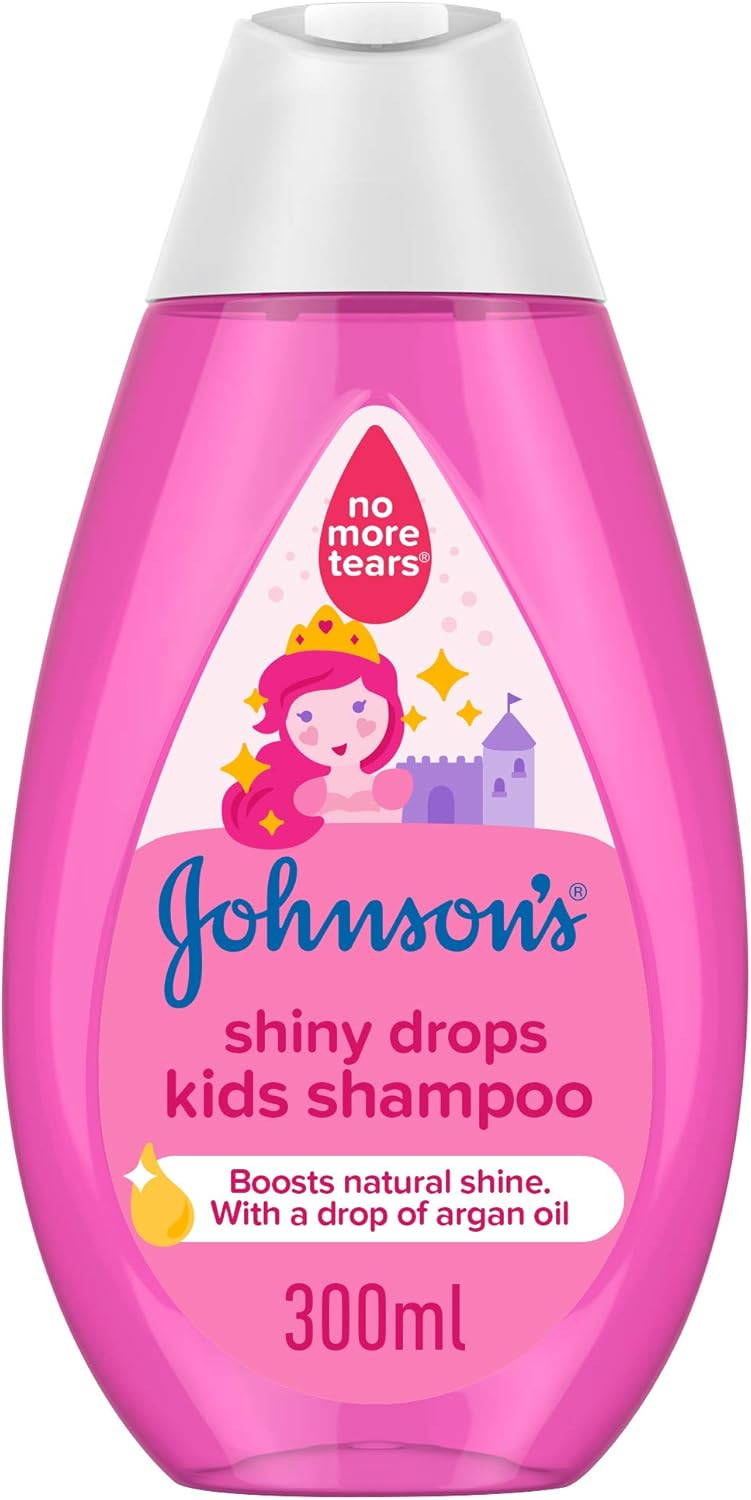 Johnson's Baby Kids Shampoo Shiny Drops, 300ml, Gentle Formula Free from Dyes for Soft, Shiny Hair, Suitable for Daily Use on Delicate Scalps and Sensitive Skin