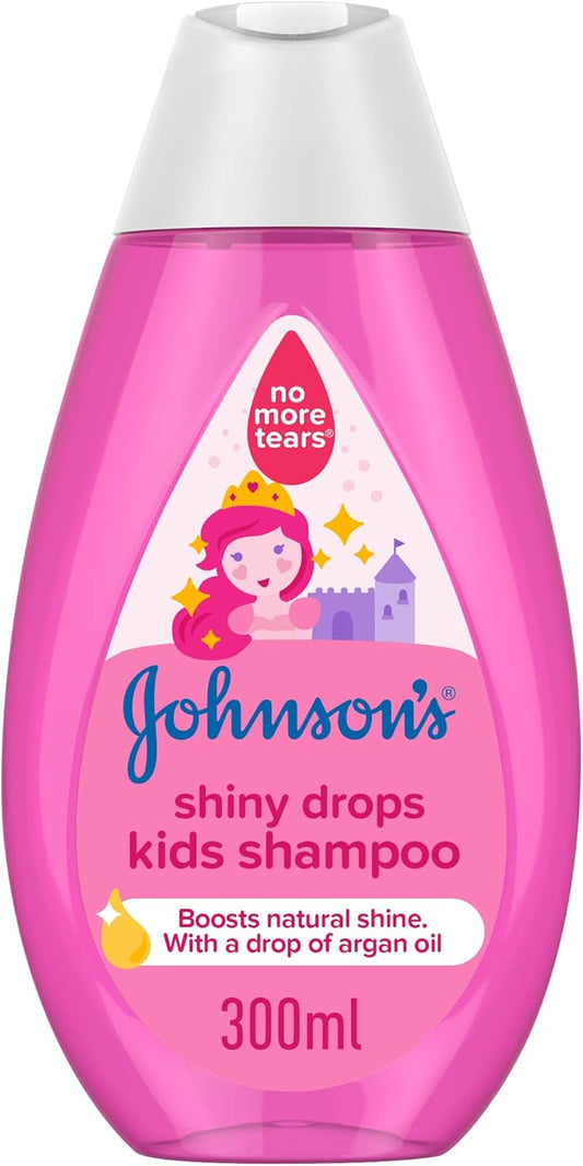 Johnson's Baby Kids Shampoo Shiny Drops, 300ml, Gentle Formula Free from Dyes for Soft, Shiny Hair, Suitable for Daily Use on Delicate Scalps and Sensitive Skin