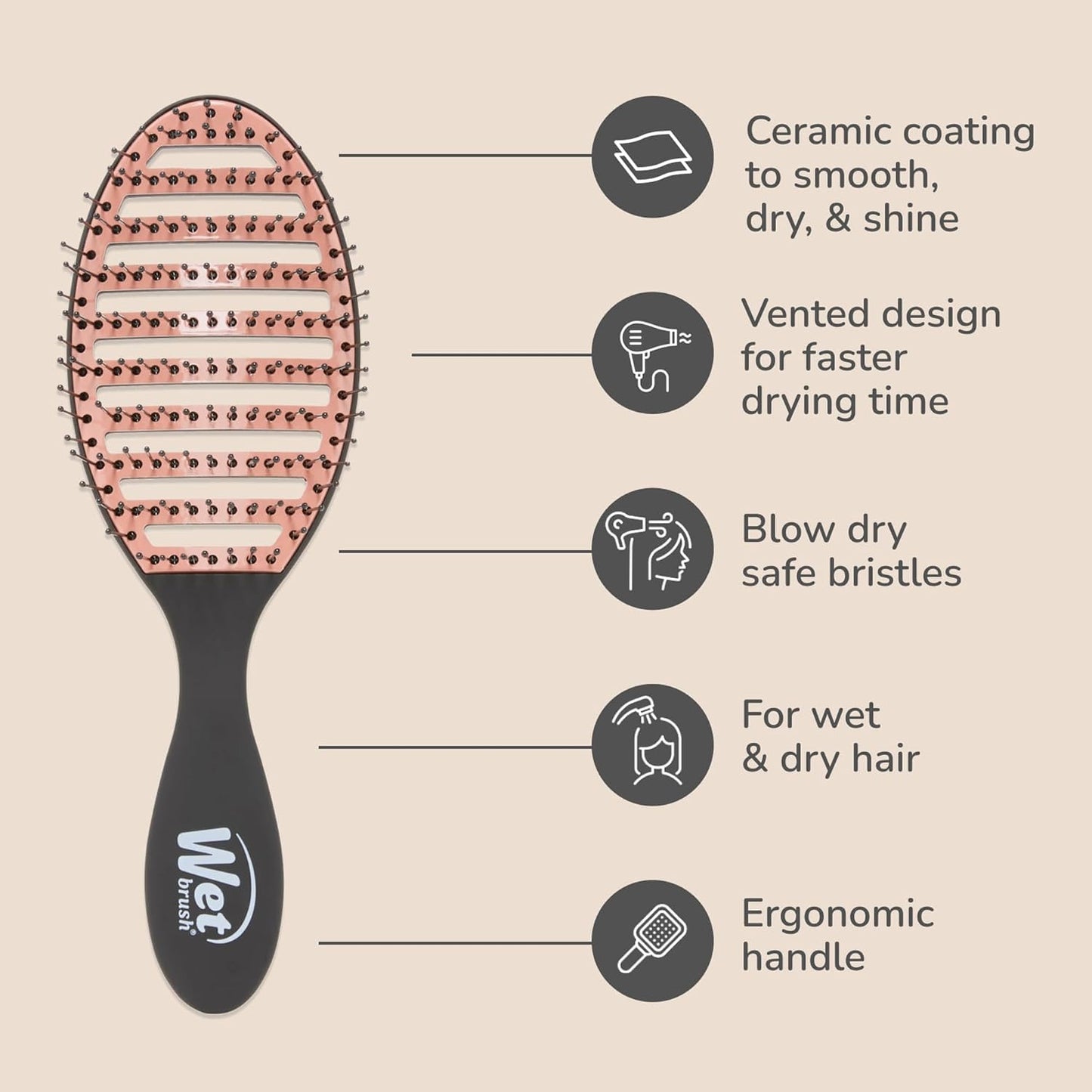 Wet Brush Speed Dry Detangling Hair Brush, Ceramic
