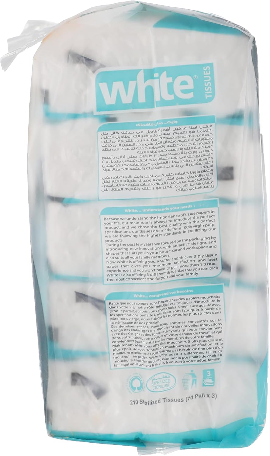 White facial, 210 tissues, 5 packs