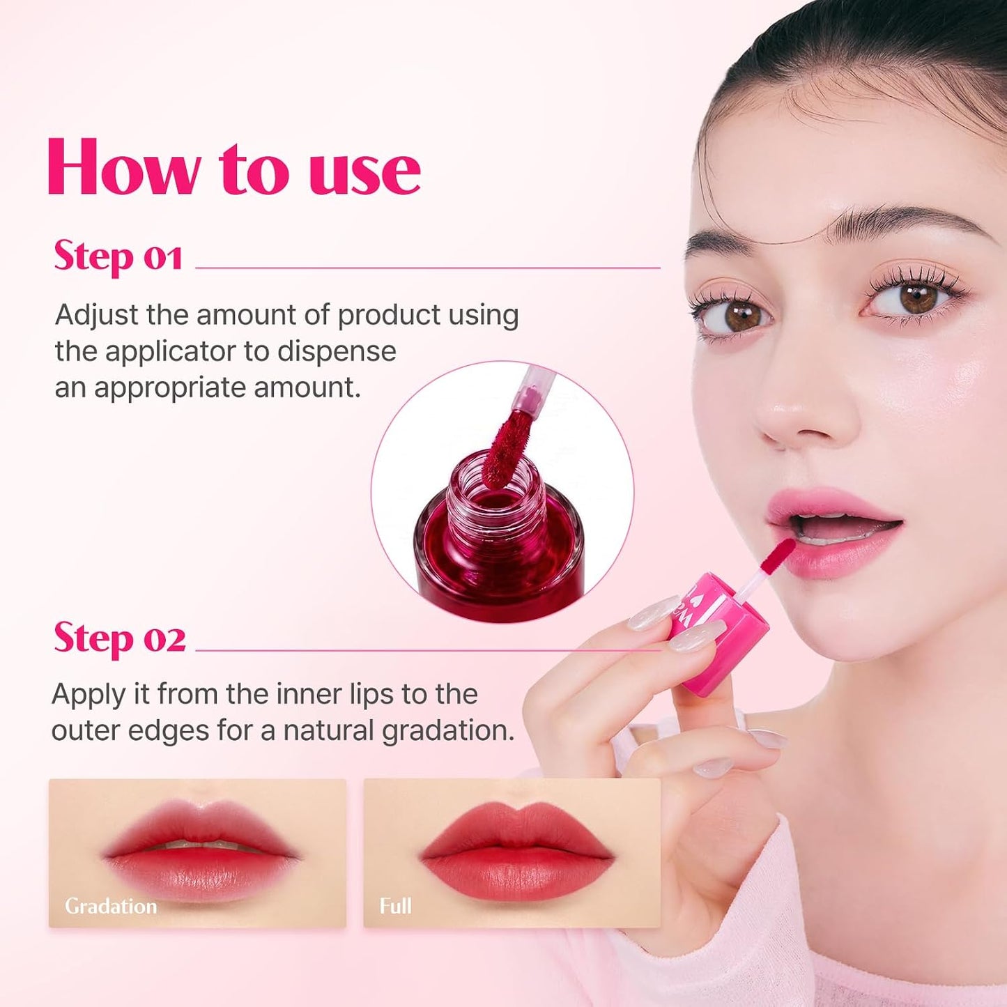 Etude House Dear Darling Water Tint Strawberry Ade (21AD) Bright Vivid Color Lip Tint with Moisturizing Pomegranate & Grapefruit Extract