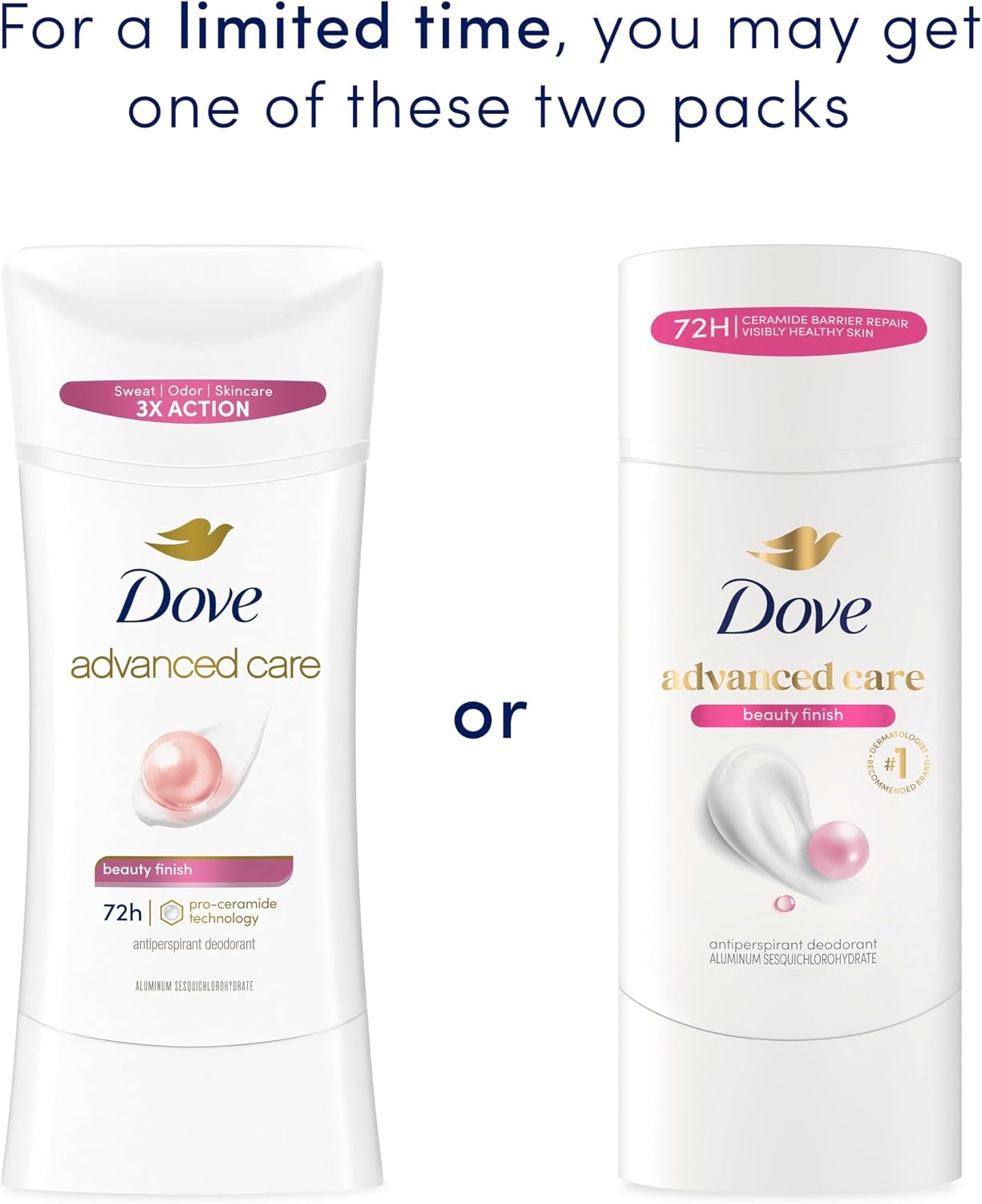 Dove Advanced Care Antiperspirant, Beauty Finish, 2.6 Ounce