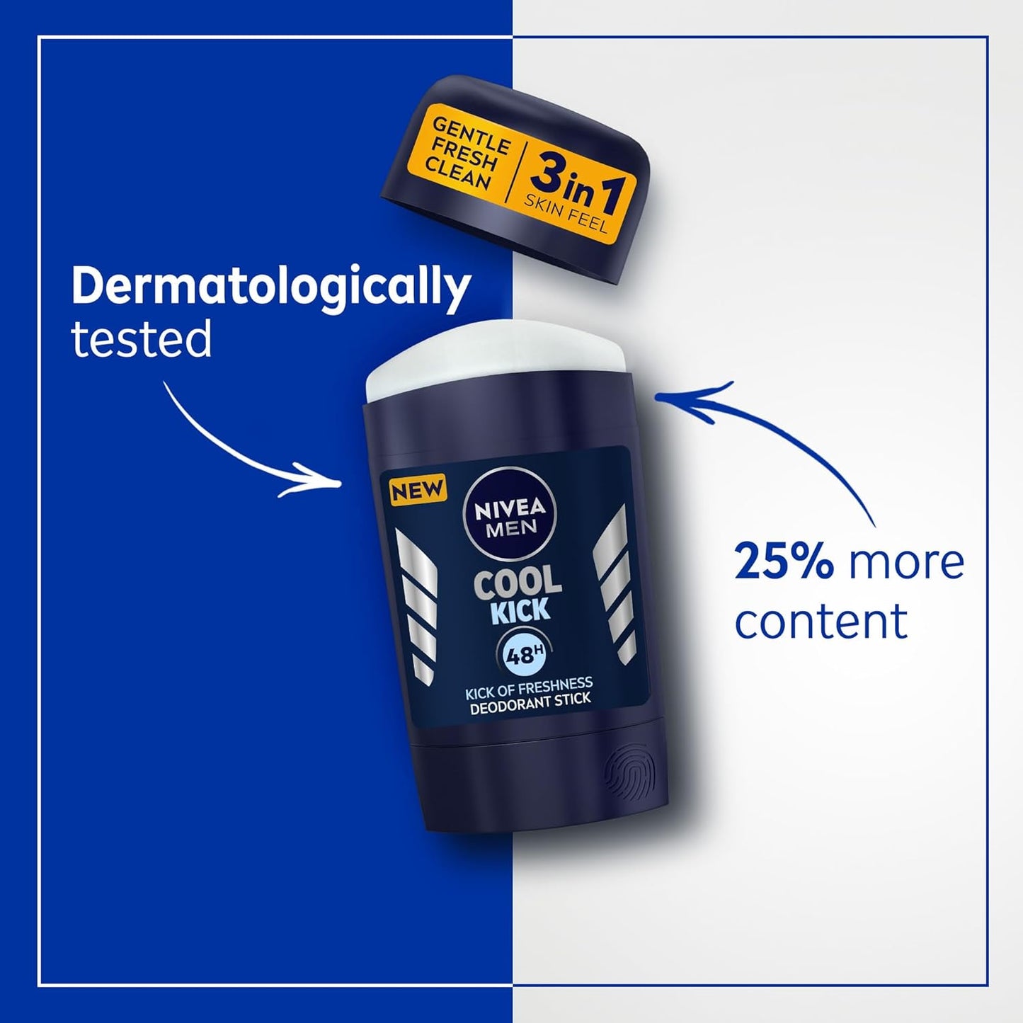 NIVEA MEN Cool Kick, Deodorant for Men, Fresh Scent, Stick 50ml