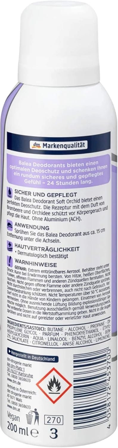 Balea Soft Orchid Spray Deodorant 200 ml