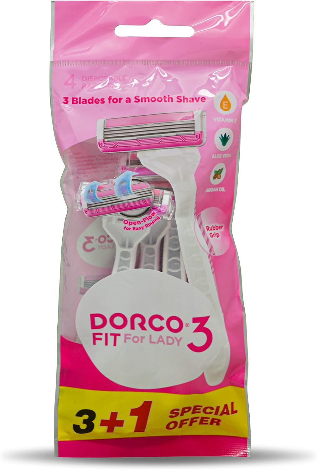 DORCO EVE 3 FIT FOR LADY DISPOSABLE 3 BLADES RAZOR - 3+1 FREE