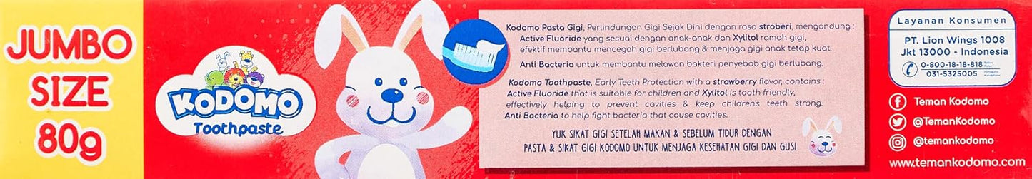 Kodomo Toothpaste For Kids, Jumbo Size, Strawberry Flavor, 80g