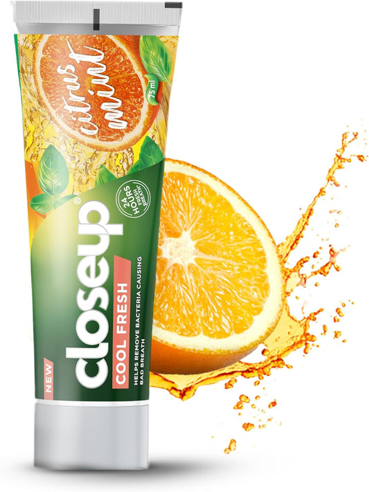 CLOSEUP Cool Fresh Toothpaste, Citrus Mint, helps remove bacteria causing bad breath, 75ml
