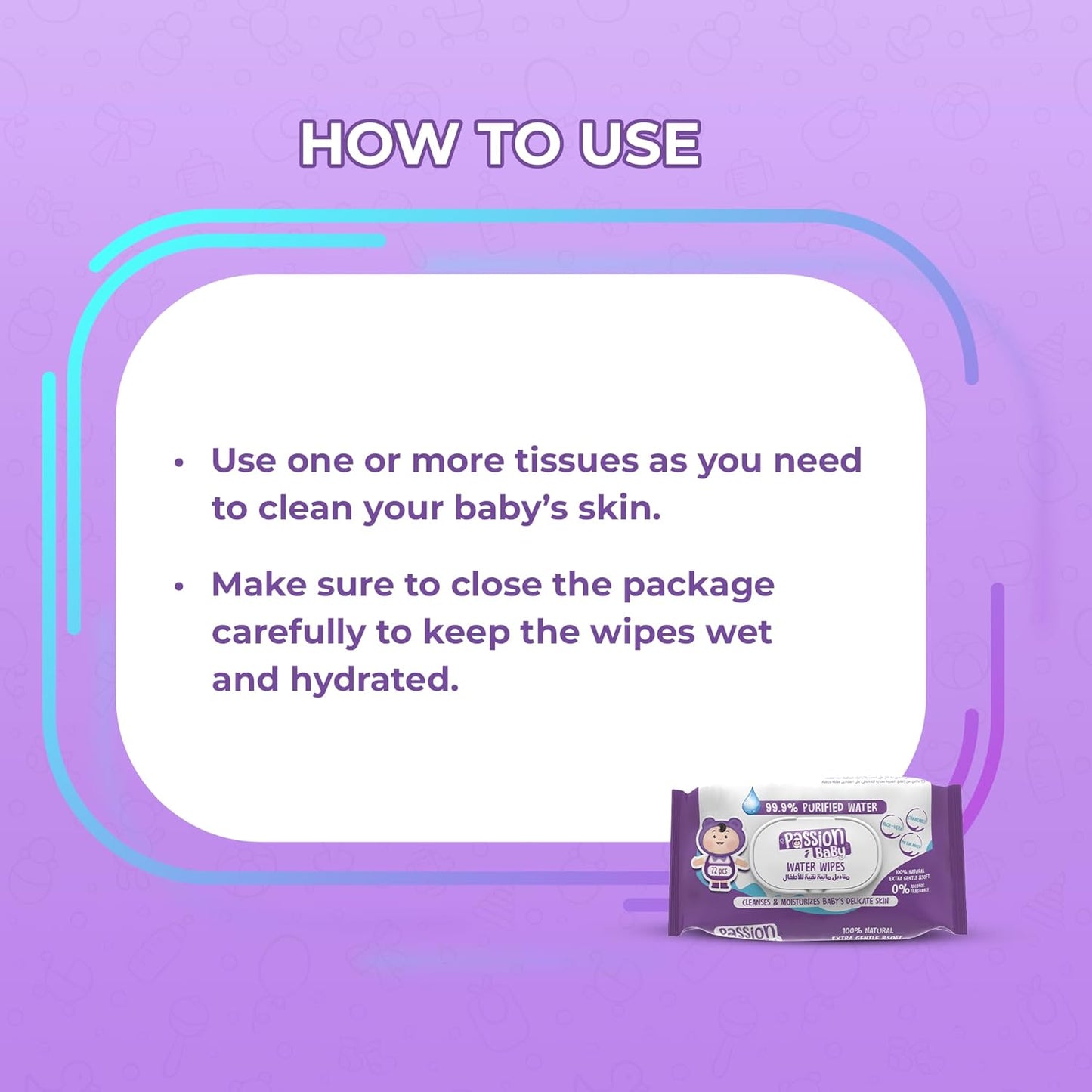 Passion Baby Water Wipes - 72 Pieces