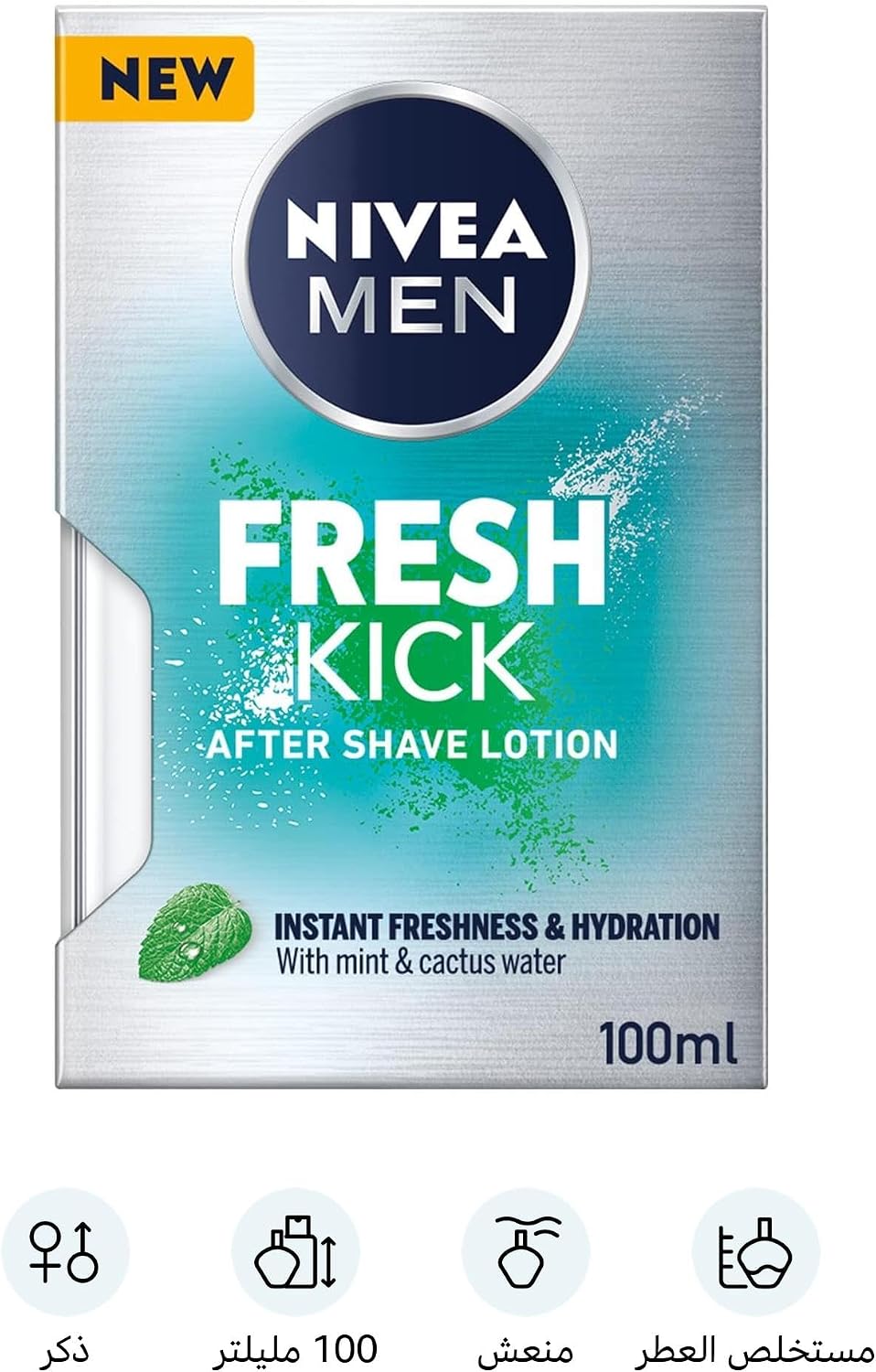 NIVEA MEN After Shave Fluid, Fresh & Cool Mint Extract, 100ml