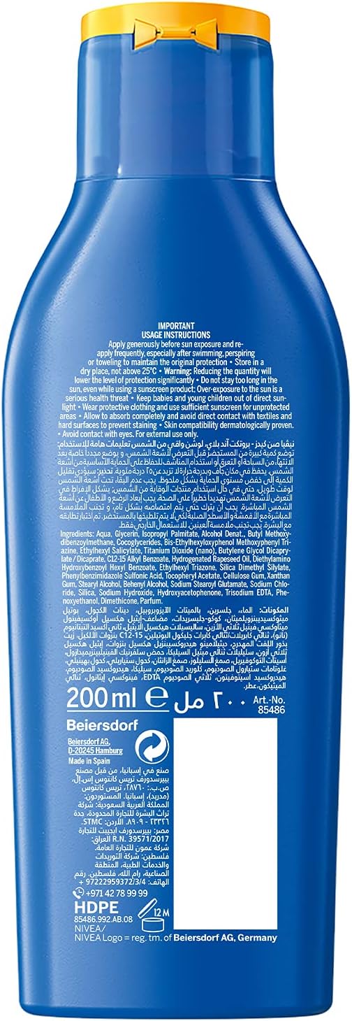 NIVEA SUN Kids Lotion, UVA & UVB Protection, Protect & Play Moisturizing, SPF 50+, 200ml