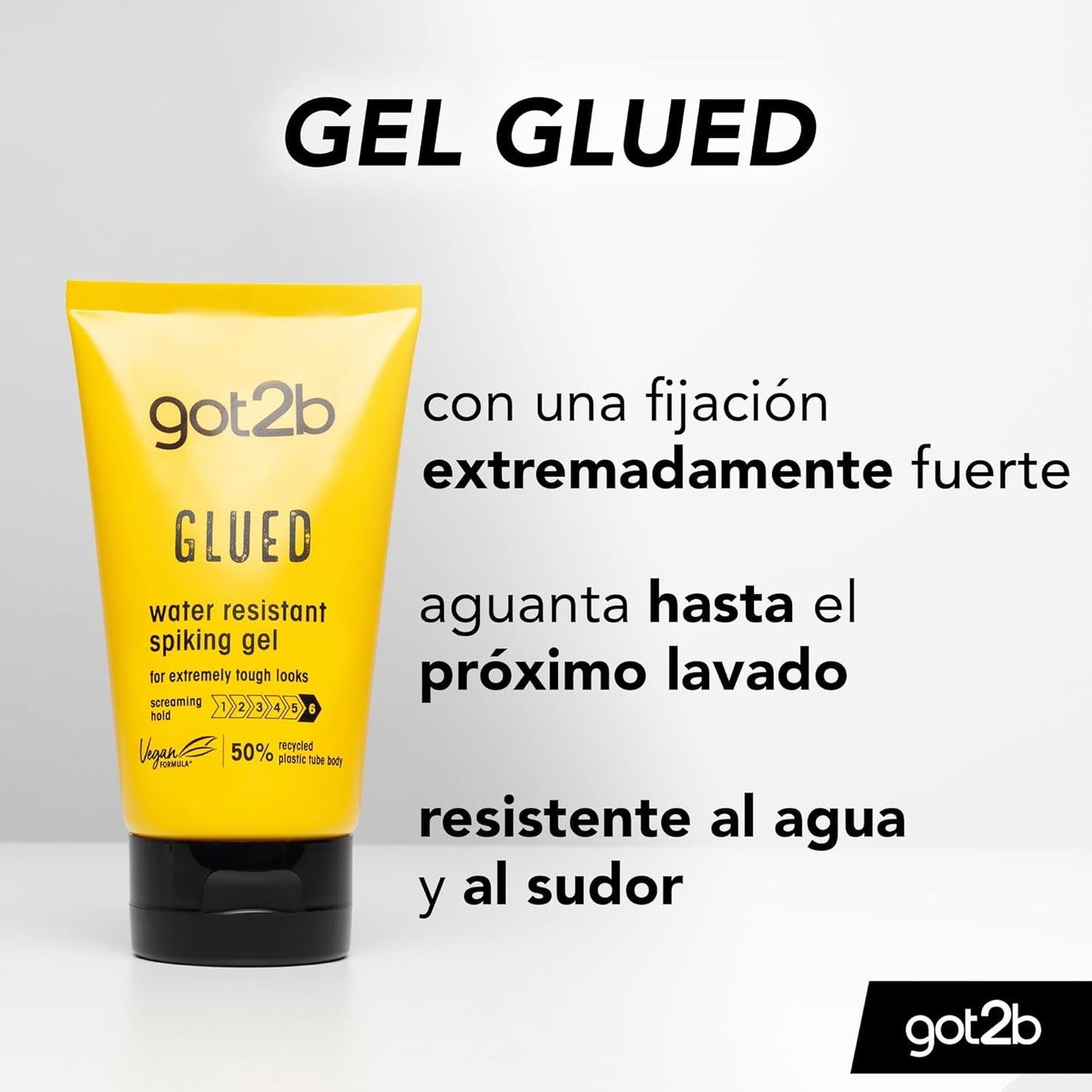got2b Glued Water Resistant Spiking Gel 150 ml, Glued Spiking Gel for up to 72h Ultra Strong Hold, Water & Sweatproof, For Extreme Hairstyles, Vegan* Formula
