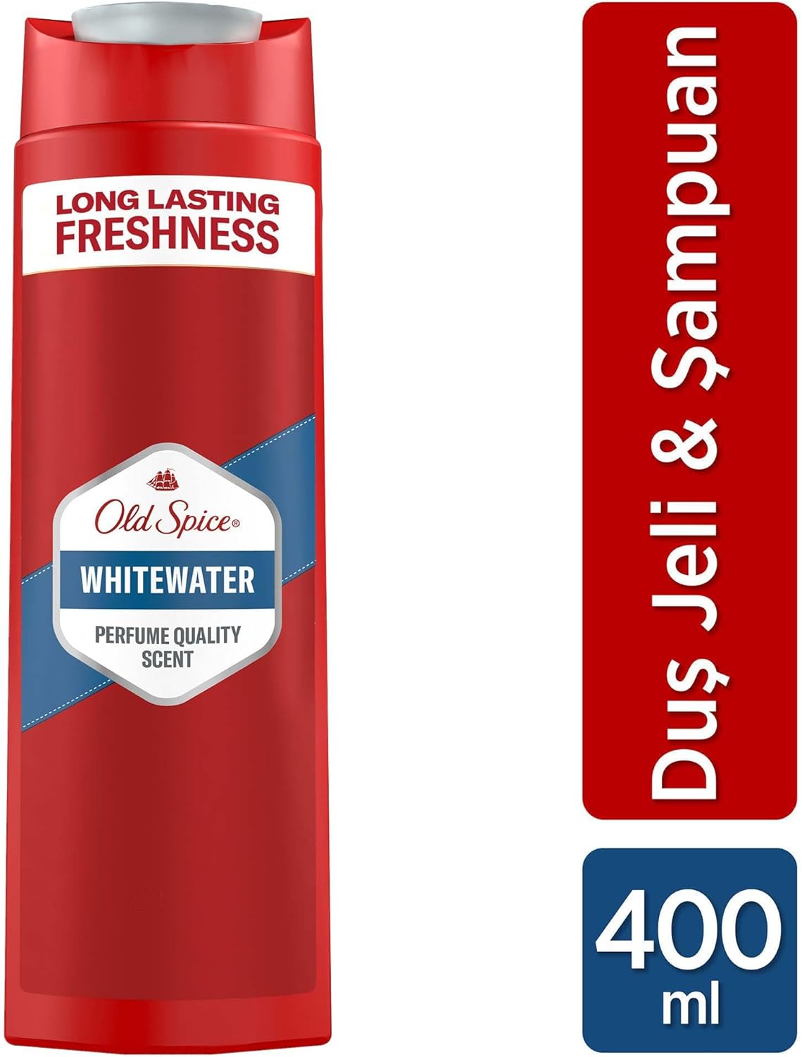Old Spice Whitewater 3-in-1 Multi-Purpose Shampoo for Hair, Face and Body 400ml, Long Lasting Freshness, Fragrance Quality, Deep Cleansing