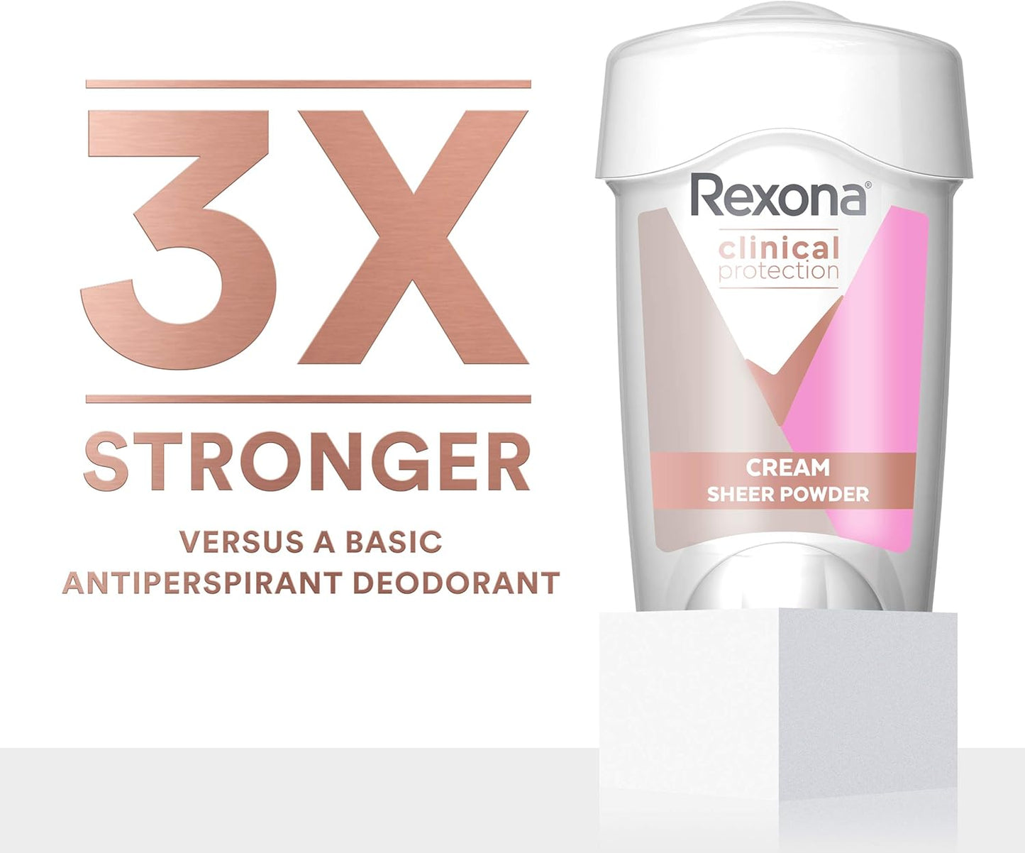 Rexona Women Clinical Antiperspirant Cream Stick Deodorant Sheer Powder, 45ml, 96 Hour Protection