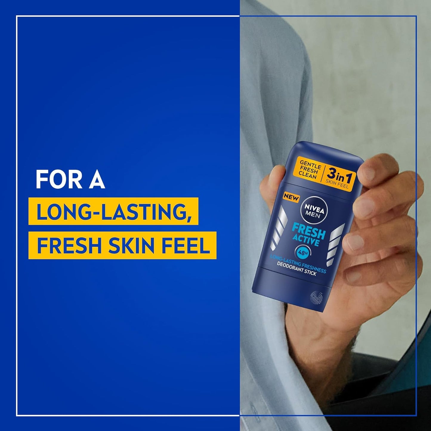 NIVEA MEN Antiperspirant Stick for Men, 48h Protection, Fresh Active Fresh Scent, 50ml