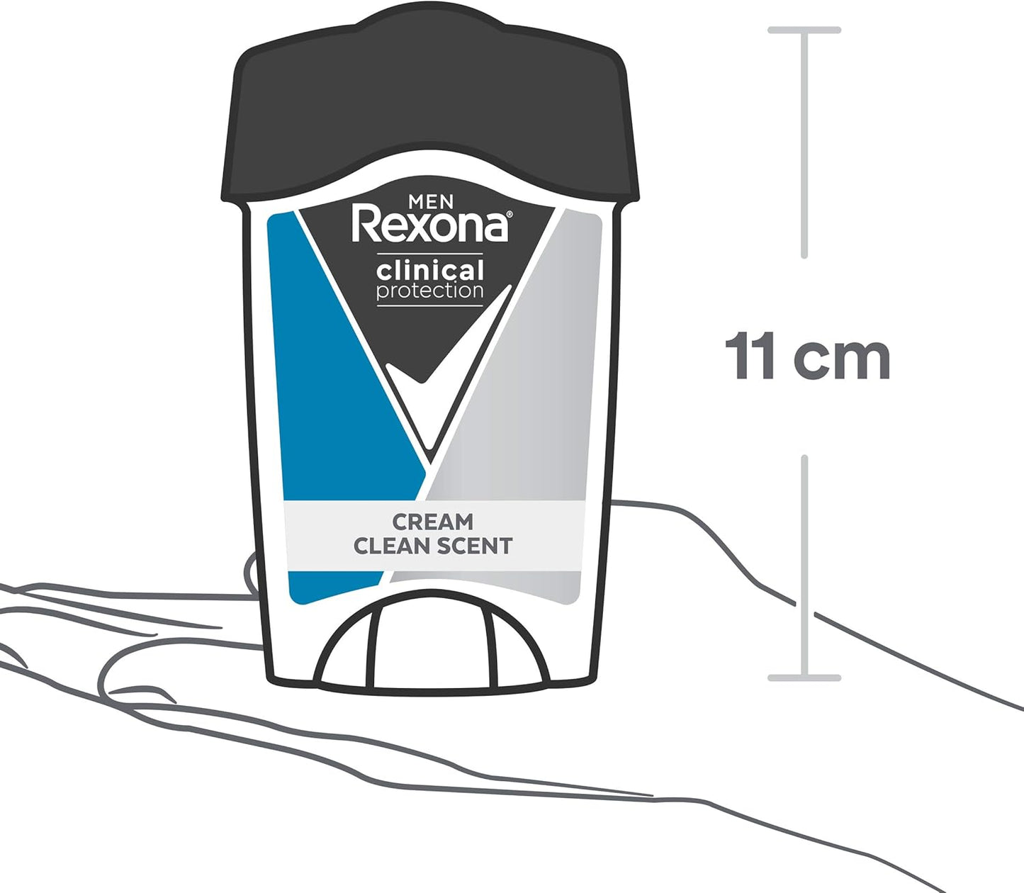 Rexona Men Clinical Antiperspirant Cream Stick Deodorant Clean Scent, 45ml, 96 Hour Protection