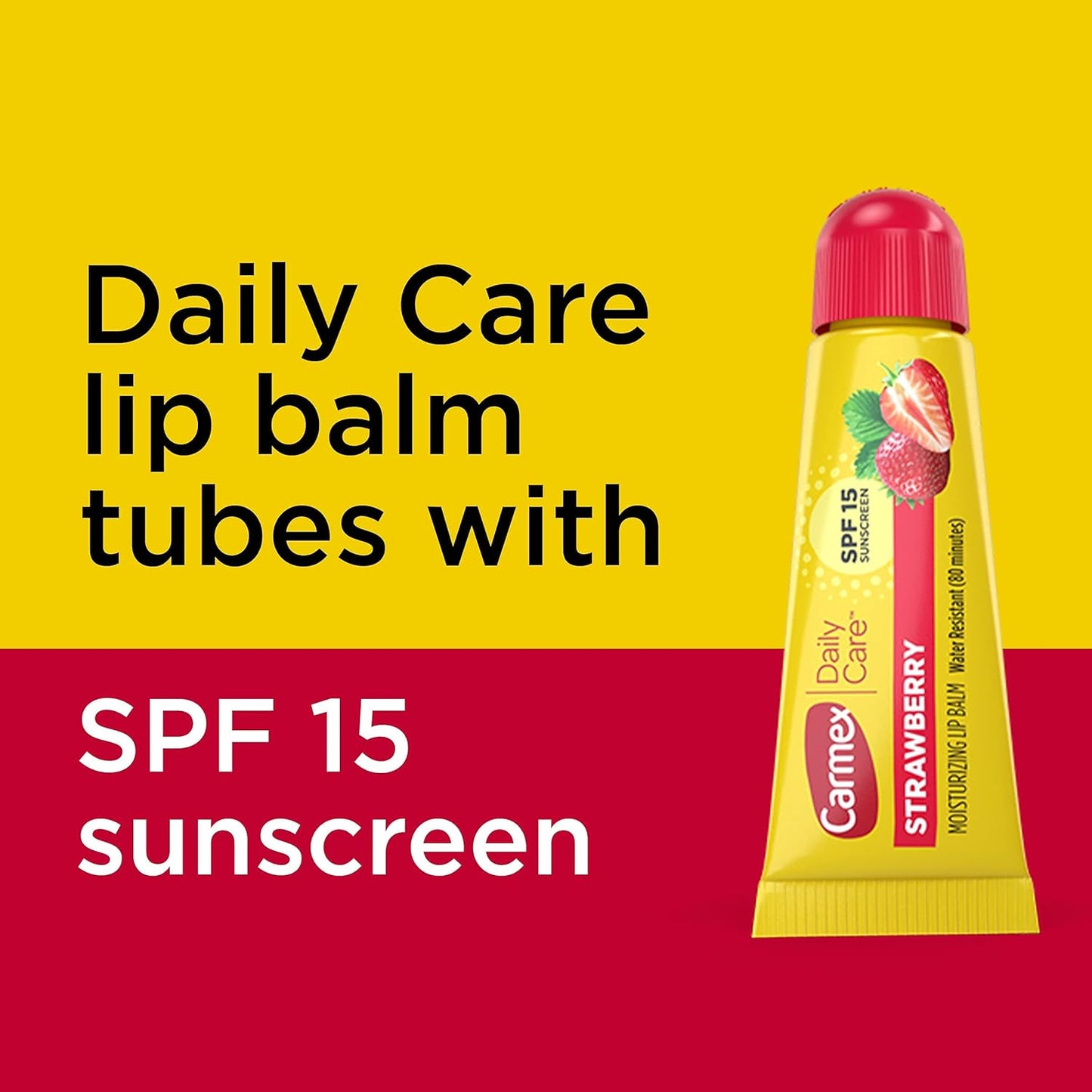 Carmex daily care moisturizing lip balm with spf 15, strawberry 3 tubes
