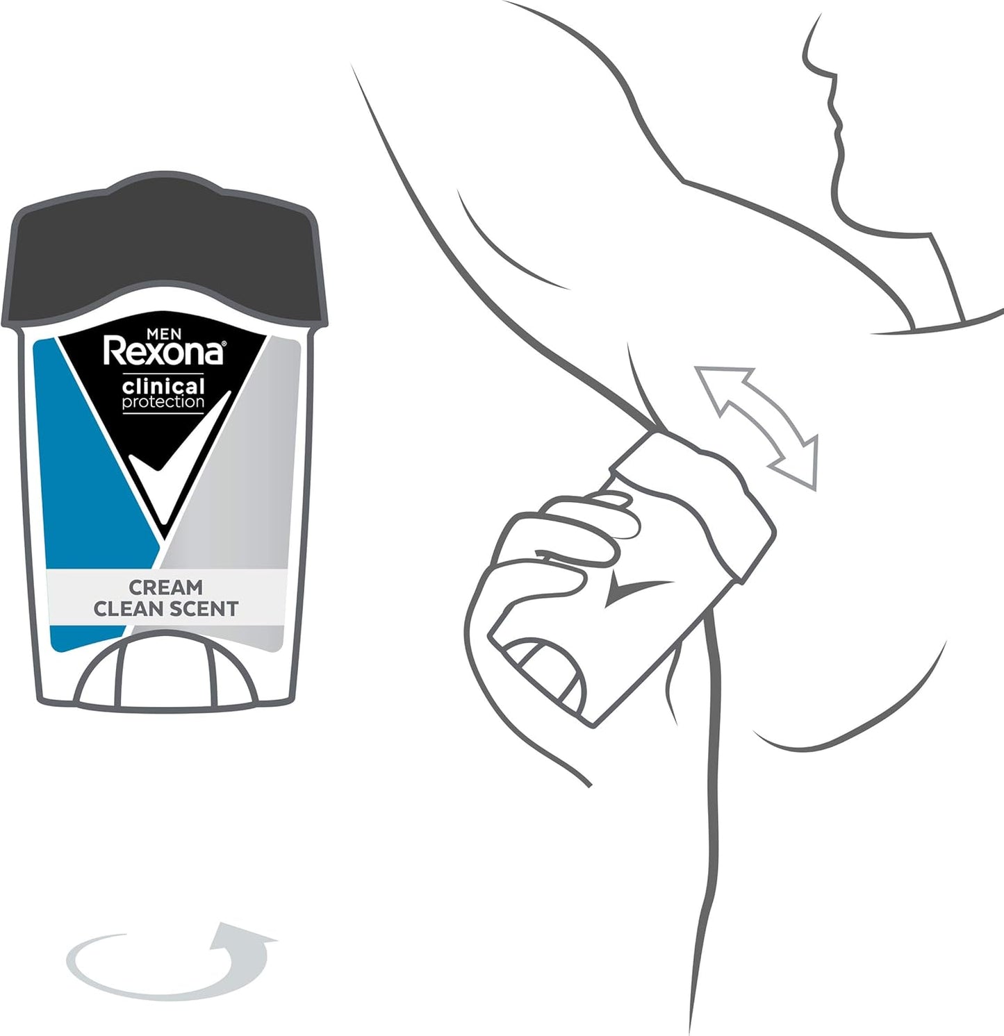 Rexona Men Clinical Antiperspirant Cream Stick Deodorant Clean Scent, 45ml, 96 Hour Protection
