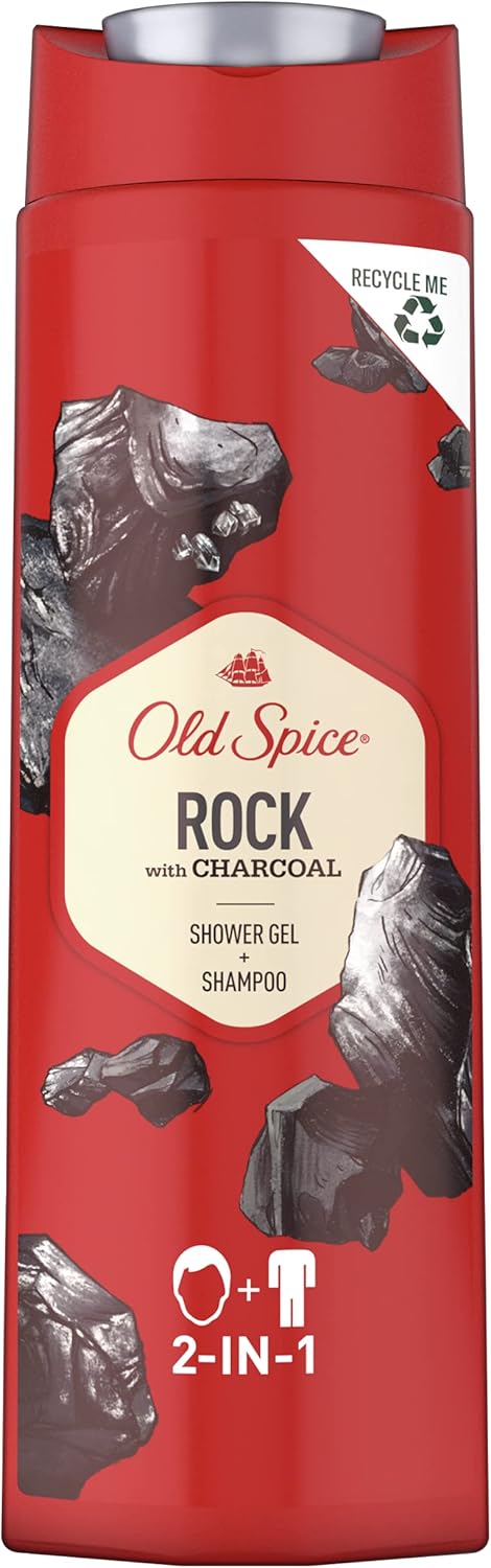 Old Spice Rock Shower Gel & Shampoo for Men 400 ml, Pack of 6