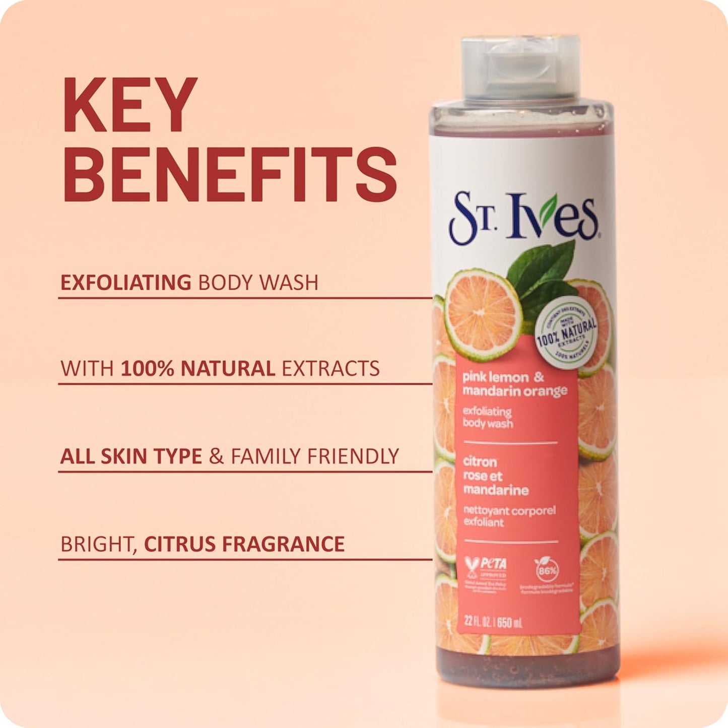 St Ives Body Wash Pink Lemon & Mandarin Orange 700Ml