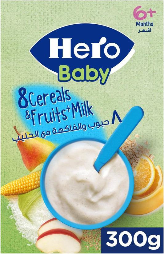 Hero baby 8 cereal and fruits with milk 300 gm