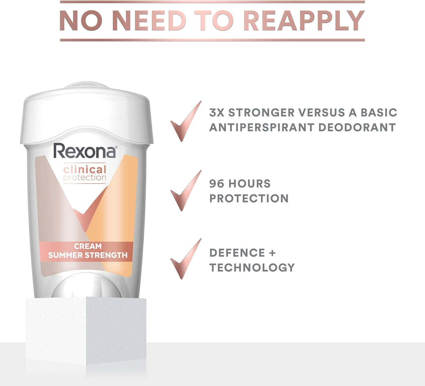 Rexona Women Clinical Antiperspirant Cream Stick Deodorant Summer Strength, 45ml, 96 Hour Protection