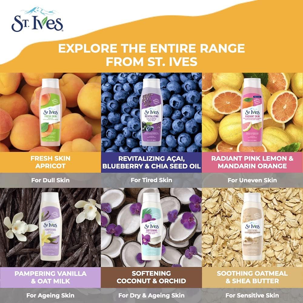 St. ives even and bright - pink lemon and mandarin exfoliating body wash - 400 ml