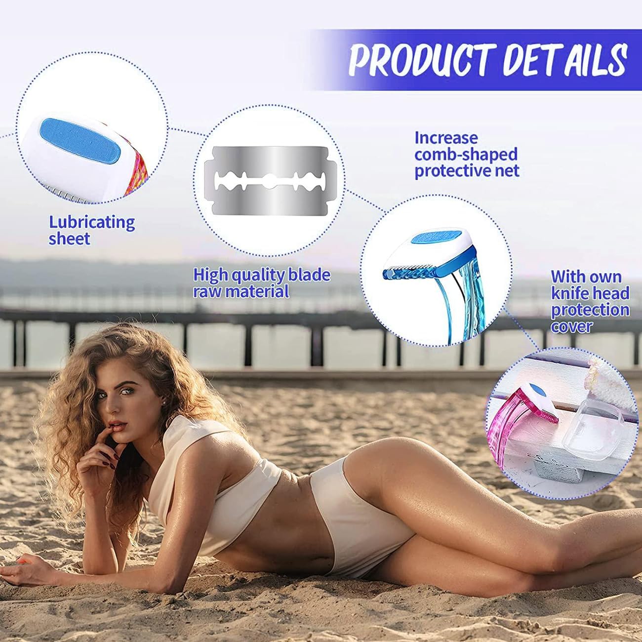 Alice - Razor, For Bikini Line & Body Grooming, Set Of 3 PCS, Aloe & Vitamin E Infused Blades For No Irritation, Made Especially For Women