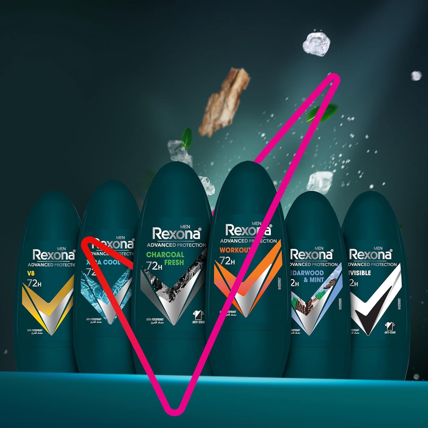 Rexona Men Advanced Protection 72H+ Antiperspirant Deodorant Mint & Cedarwood Roll On 50ML